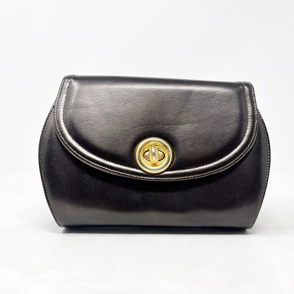 [Vintage] Frenchy of California Silver Metallic Turn Lock Retro Crossbody Bag - Picture 2 of 10